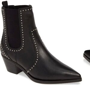 PAIGE Willa Studded Chelsea Boot Black leather. Size 7